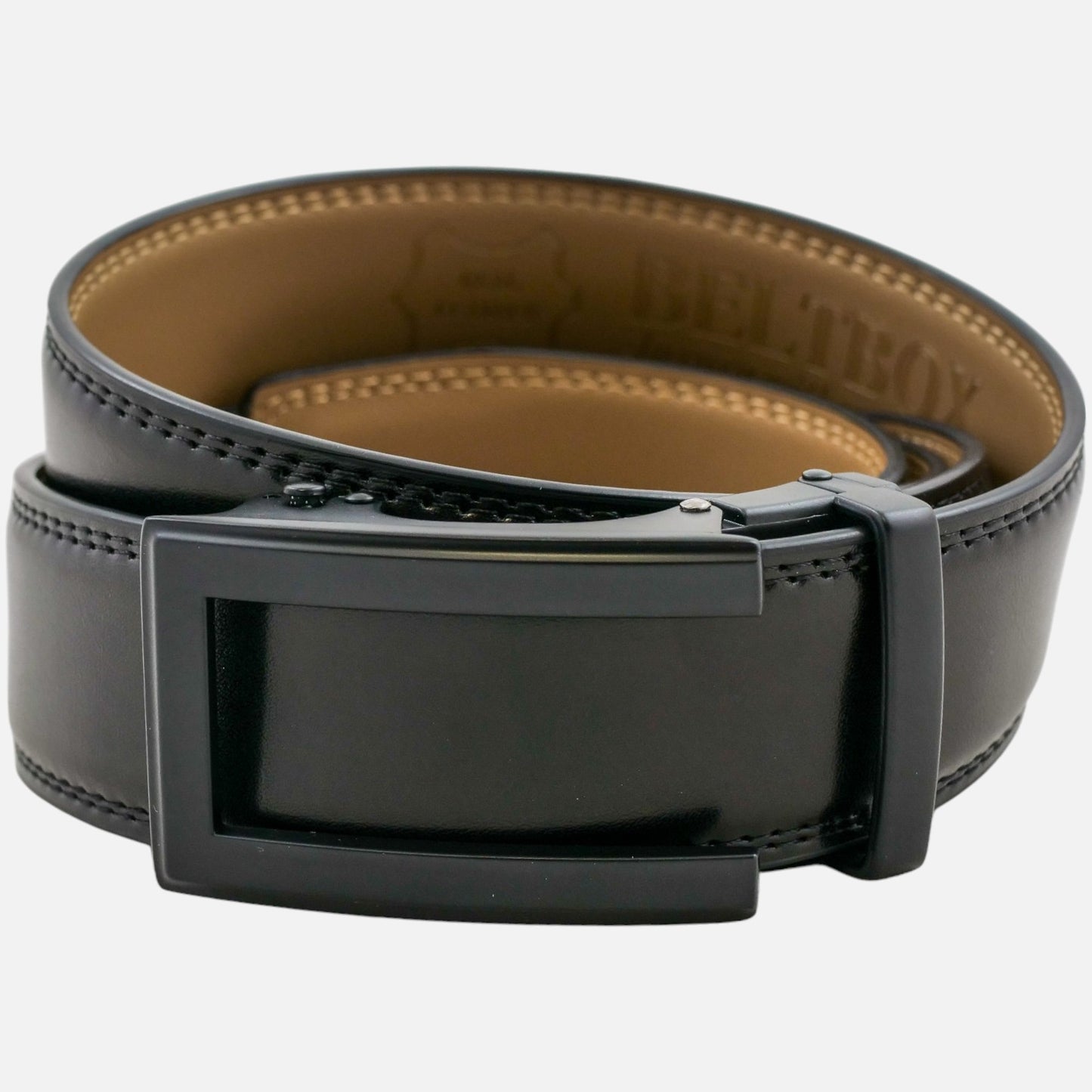 BELTBOX | Черен мъжки колан без дупки от естествена кожа - luxury