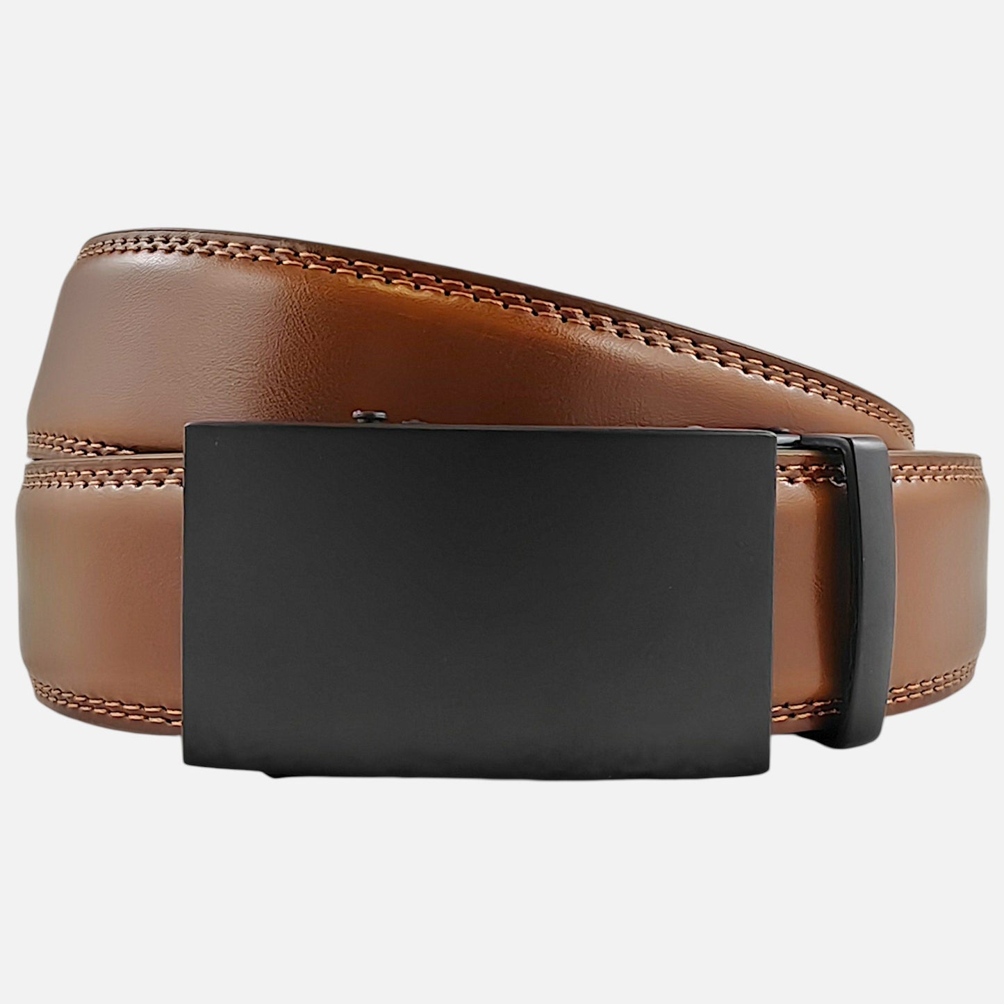 BELTBOX luxury | Светло кафяв мъжки колан без дупки от естествена кожа
