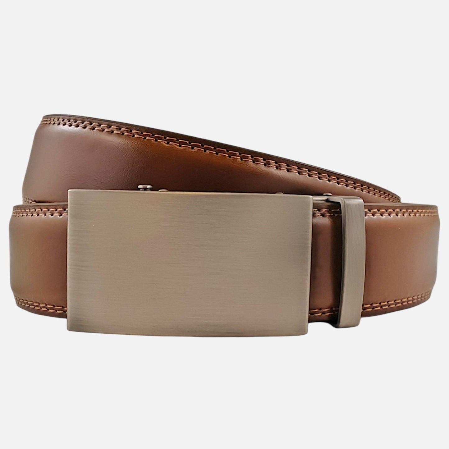 BELTBOX luxury | Светло кафяв мъжки колан без дупки от естествена кожа