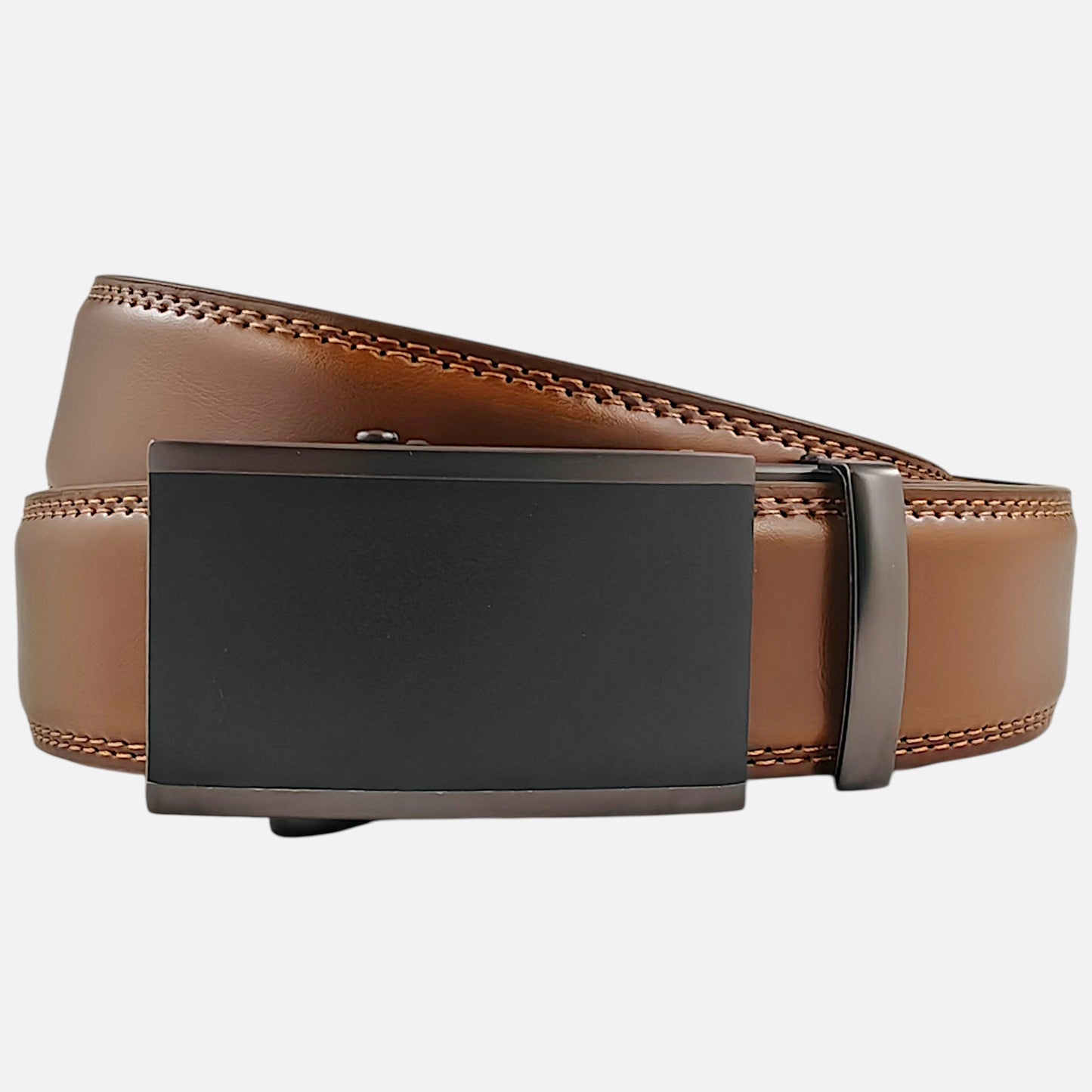 BELTBOX luxury | Светло кафяв мъжки колан без дупки от естествена кожа