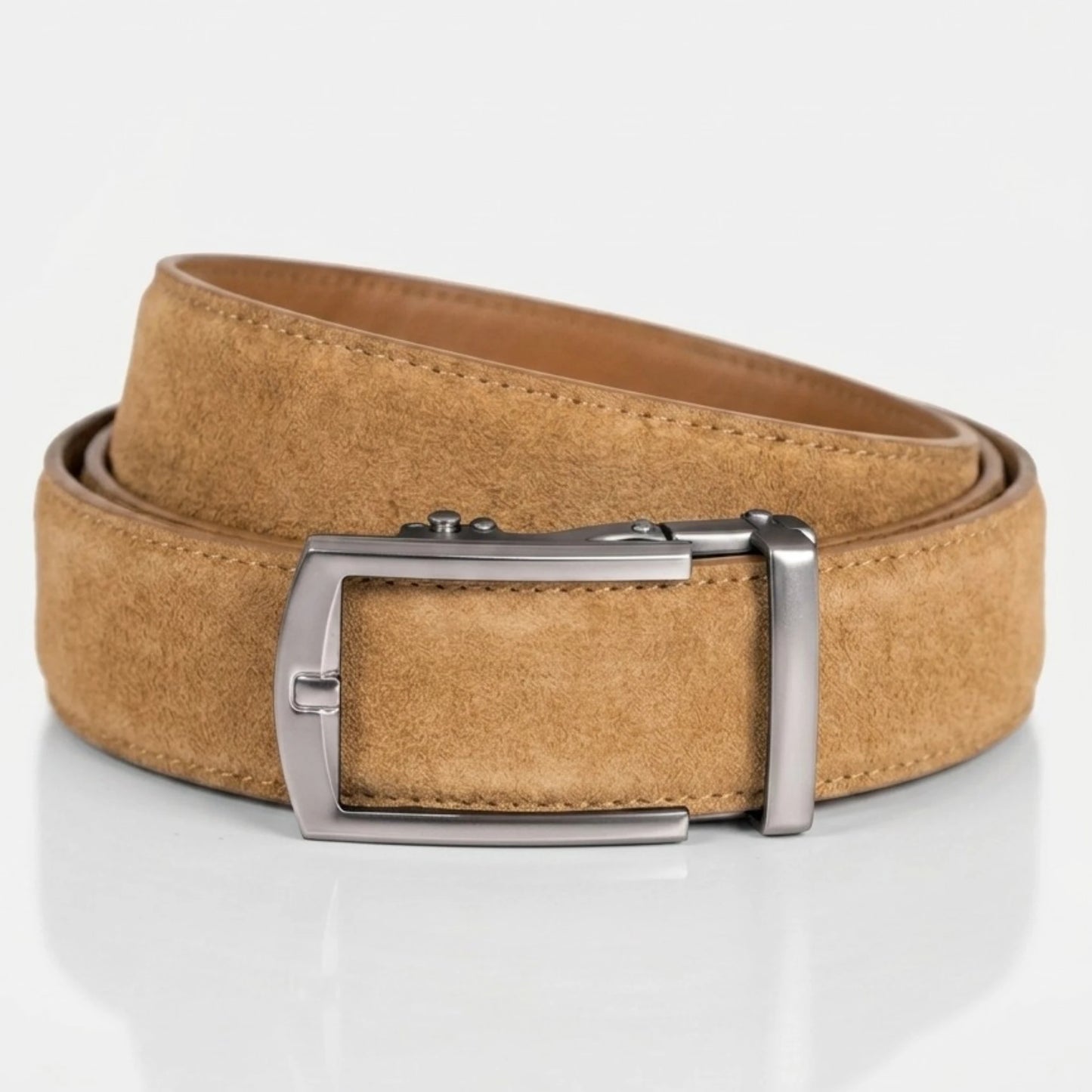 BELTBOX® Suede Caramel × Silver Matt Minimalist | 3.5 см