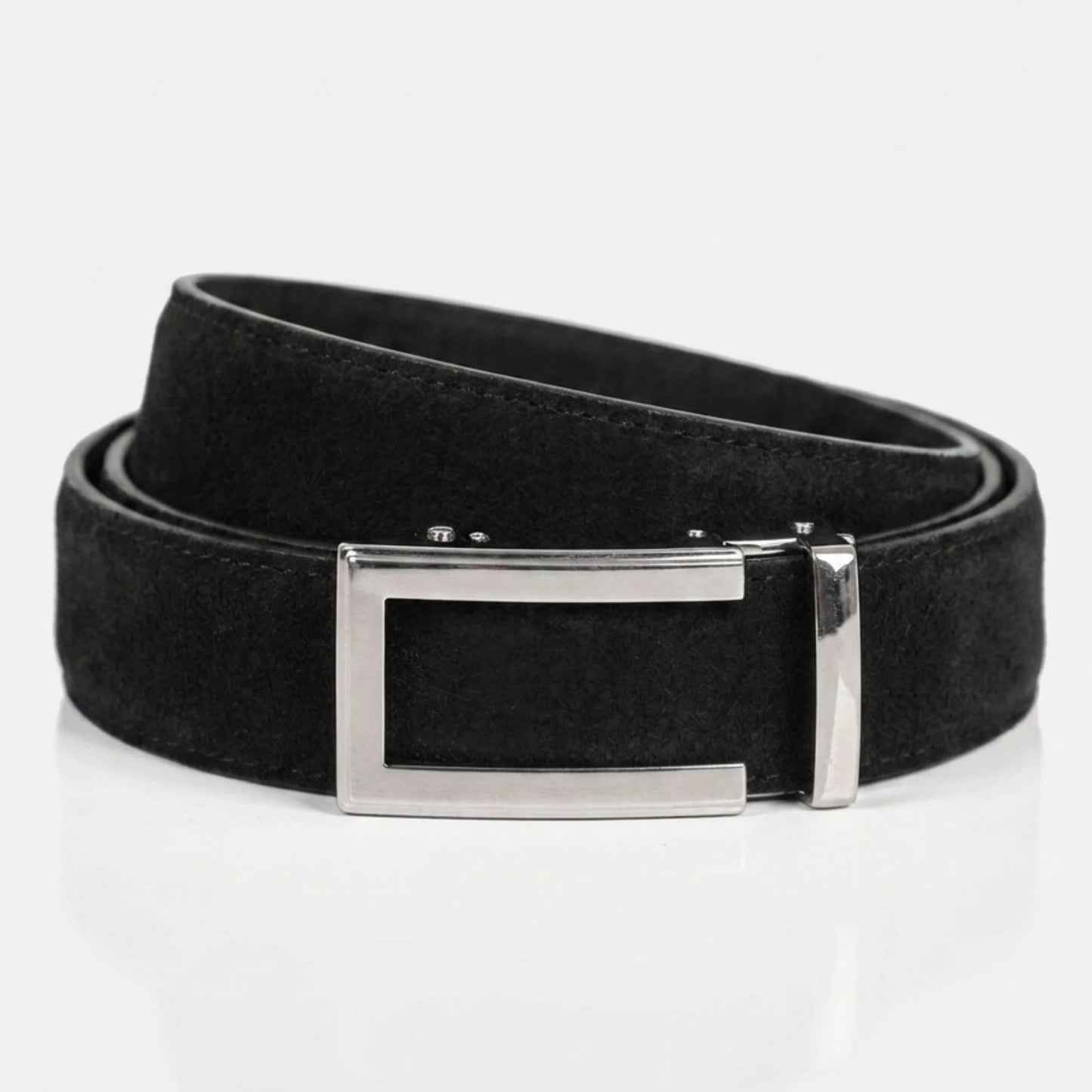 BELTBOX® Suede Black × Silver Traditional | 3.5 см