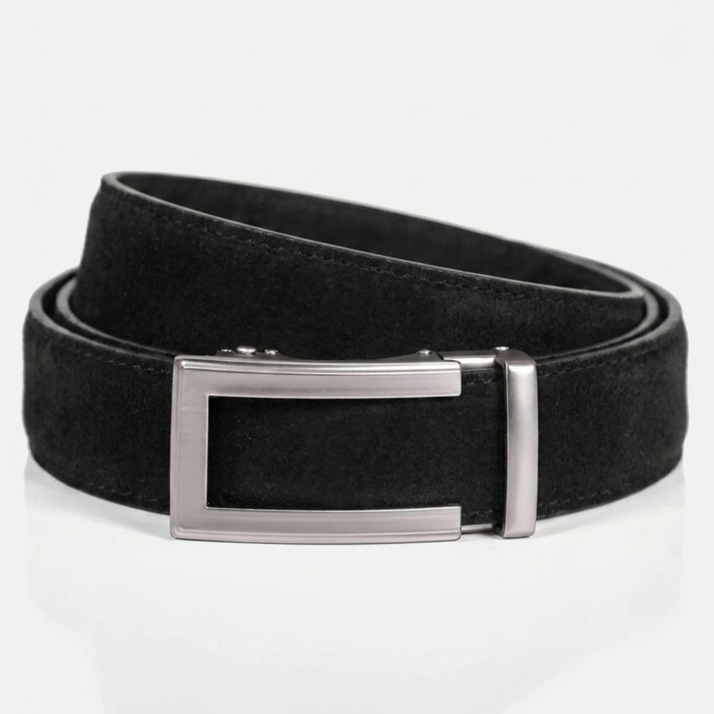 BELTBOX® Suede Black × Silver Matt Traditional | 3.5 см