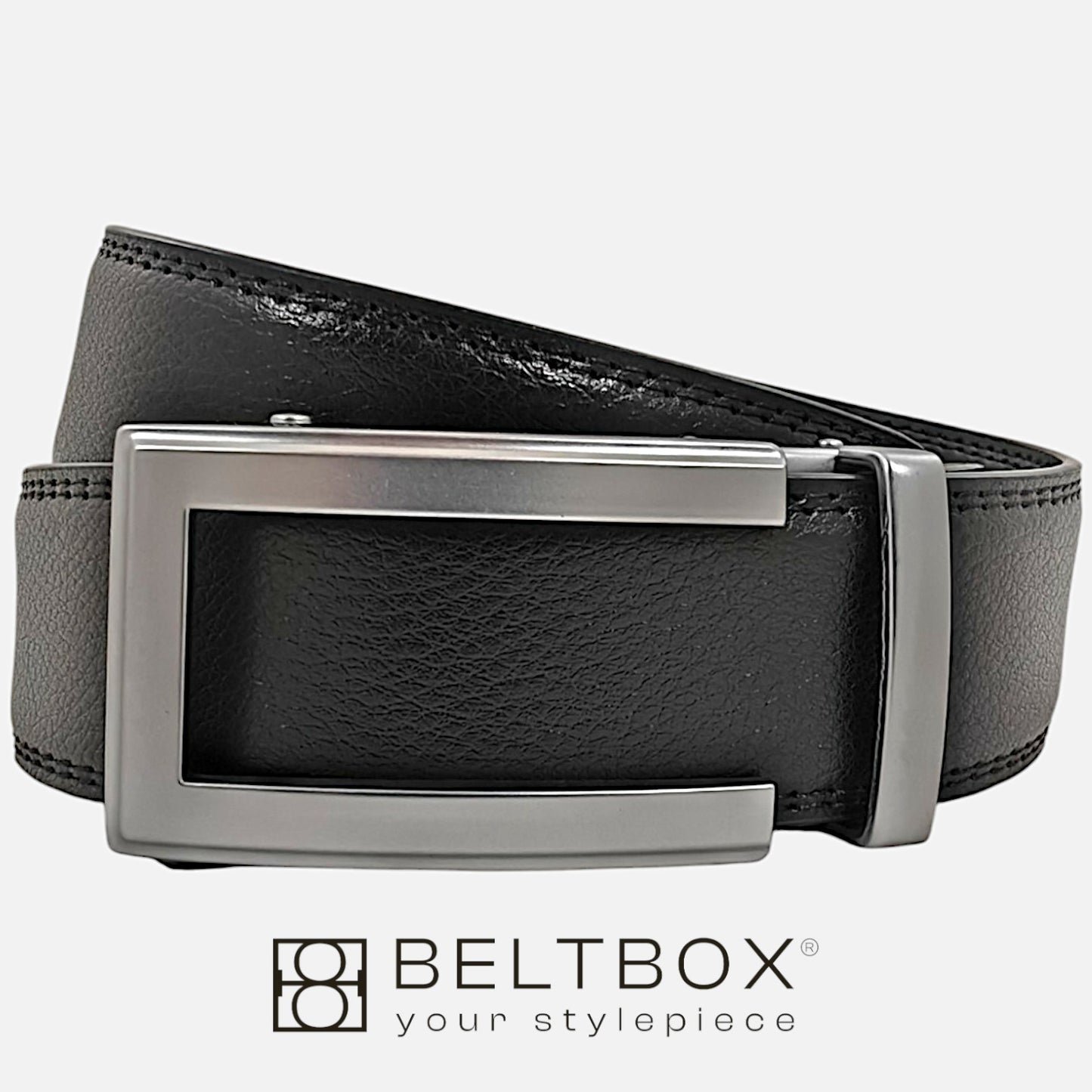BELTBOX | Черен мъжки колан без дупки от естествена кожа - classic