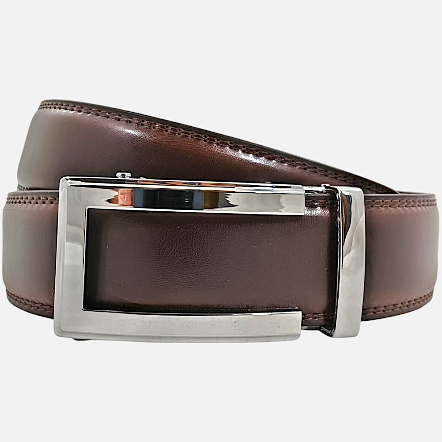 BELTBOX | Тъмно кафяв мъжки колан без дупки от естествена кожа - luxury