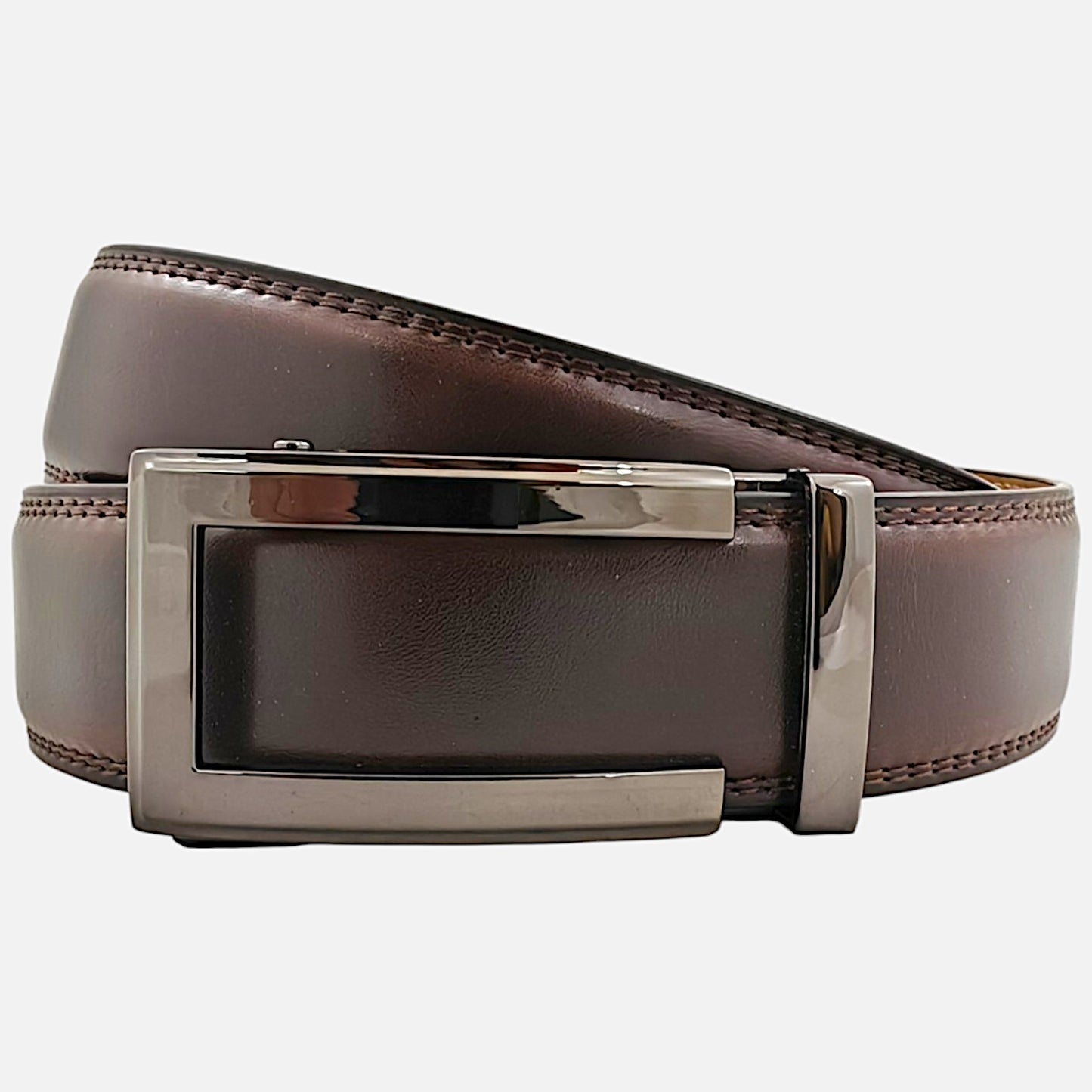 BELTBOX | Тъмно кафяв мъжки колан без дупки от естествена кожа - luxury