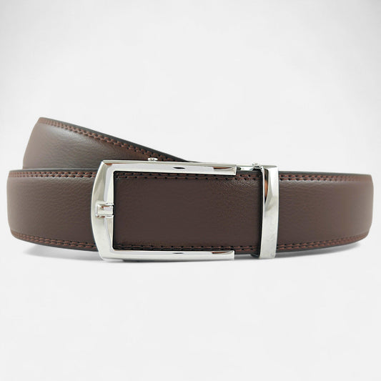 BELTBOX® Classic Brown × Silver Minimalist | 3.5 см