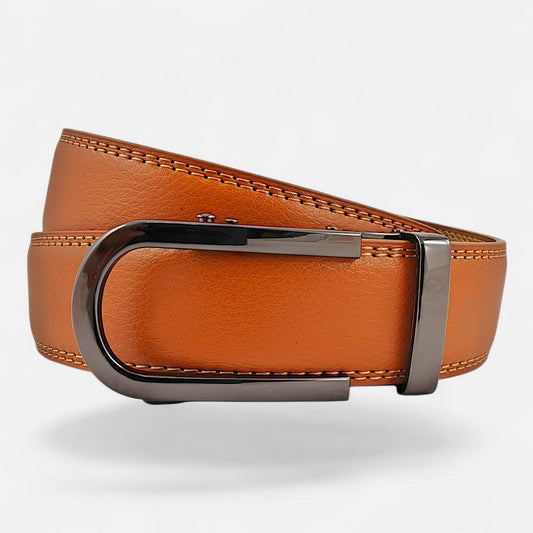 BELTBOX® Slim Cognac × Gunmetal Curved | 3.2 cm.