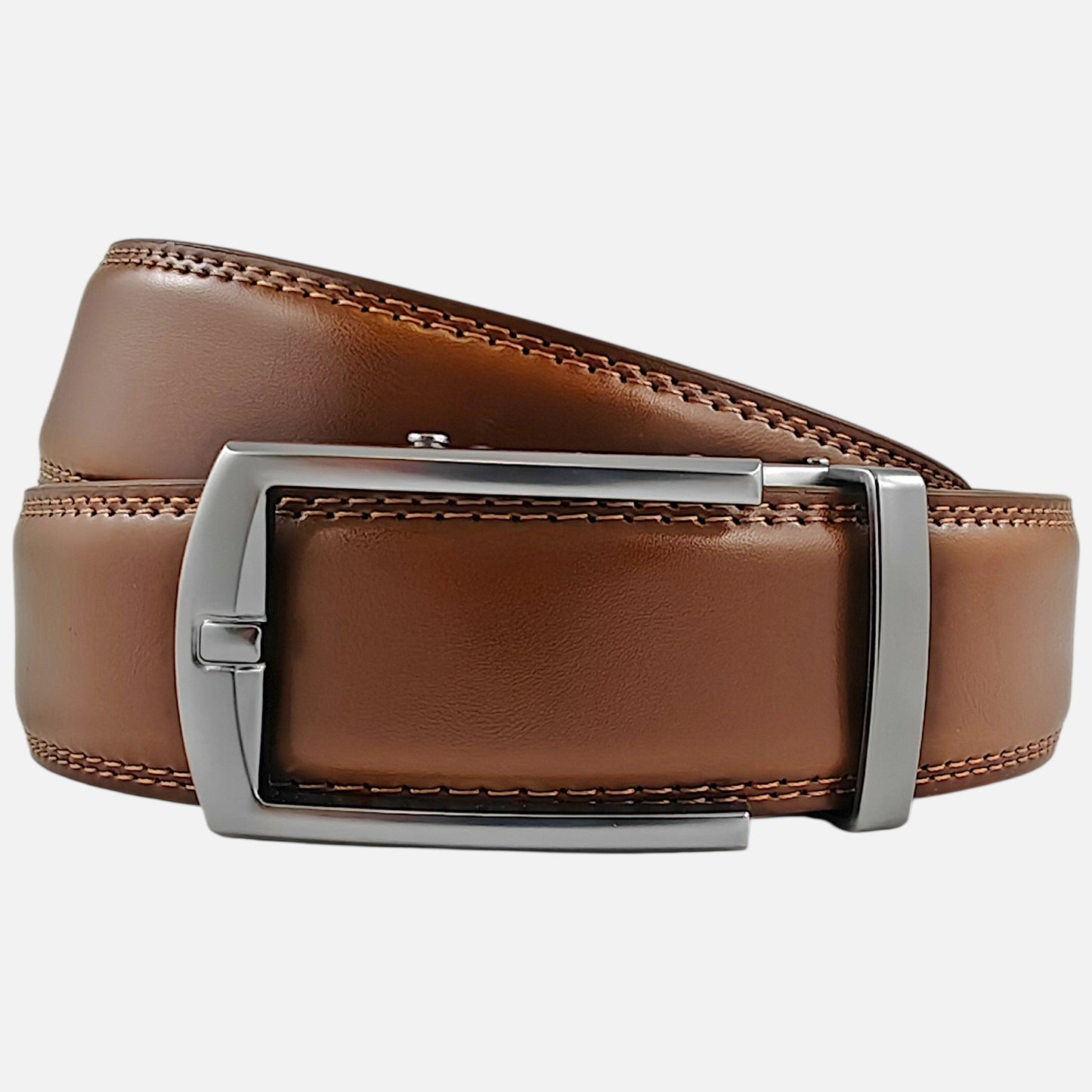 BELTBOX luxury | Светло кафяв мъжки колан без дупки от естествена кожа