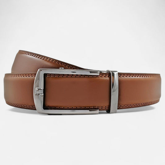 BELTBOX® Luxury Cognac × Silver Minimalist | 3.5 см