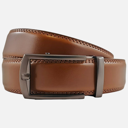 BELTBOX luxury | Светло кафяв мъжки колан без дупки от естествена кожа