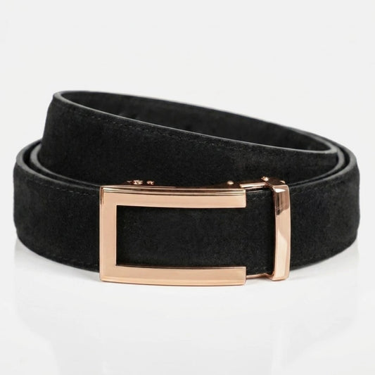 BELTBOX® Suede Black × Gold Traditional | 3.5 см