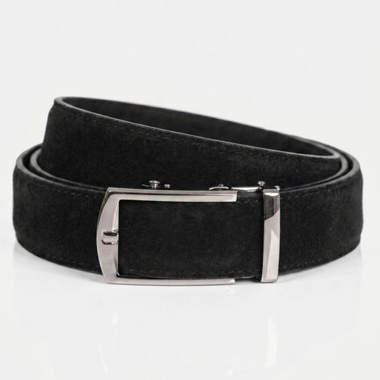 BELTBOX® Suede Black × Silver Minimalist | 3.5 см