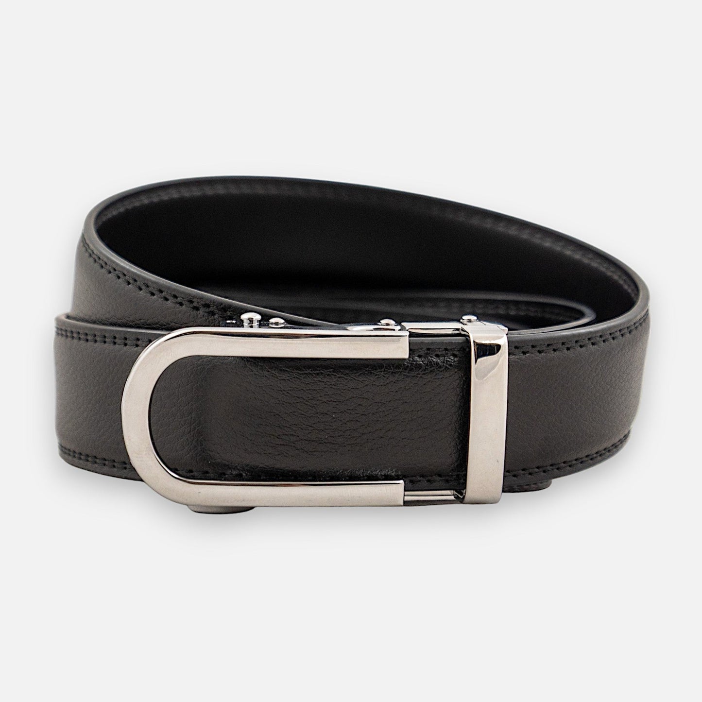BELTBOX® Slim Black × Silver Curved | 3.2 cm.