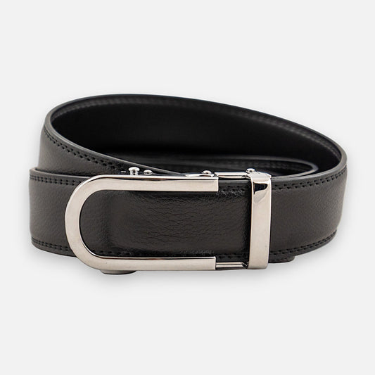 BELTBOX® Slim Black × Silver Curved | 3.2 cm.