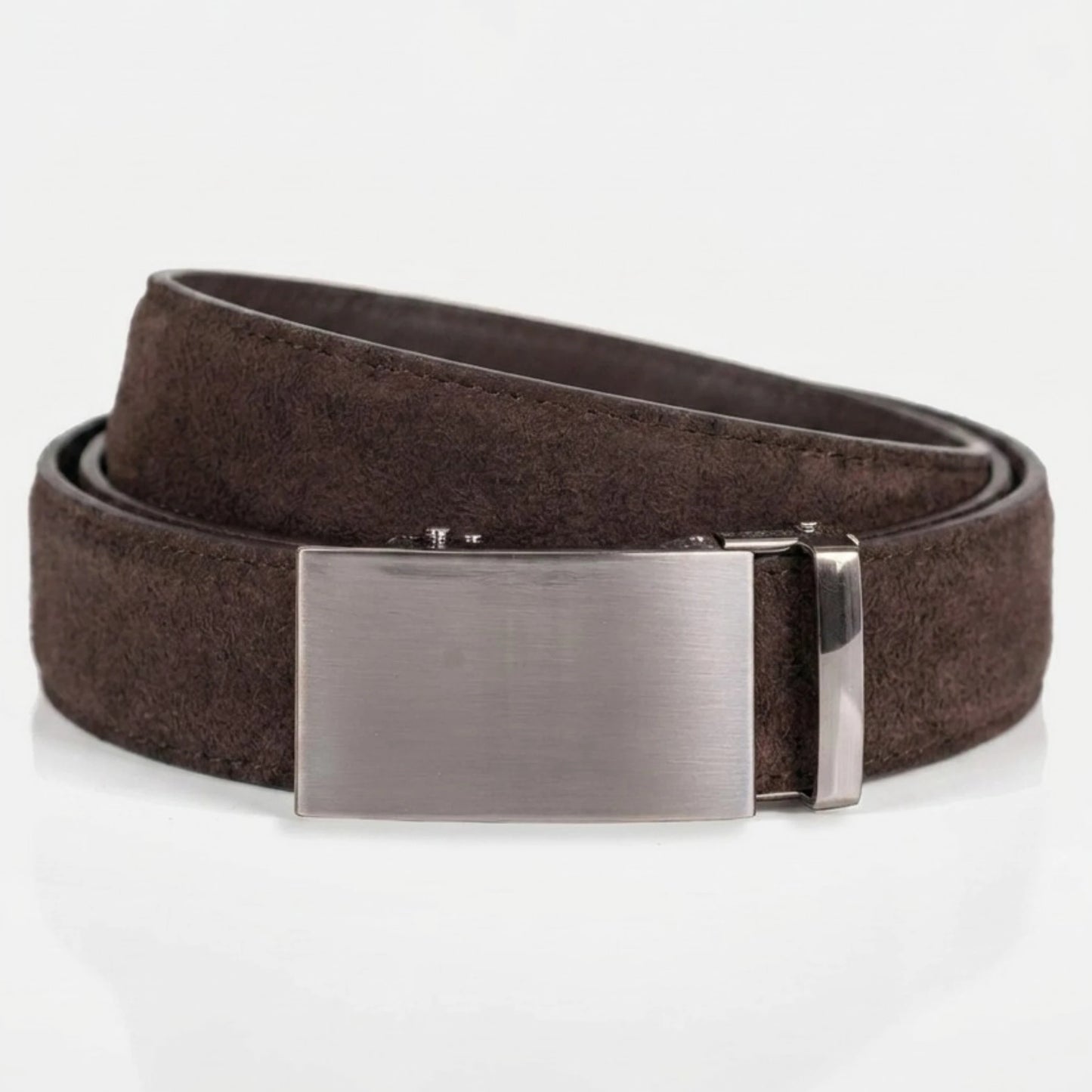 BELTBOX® Suede Coffee × Silver Classic | 3.5 см
