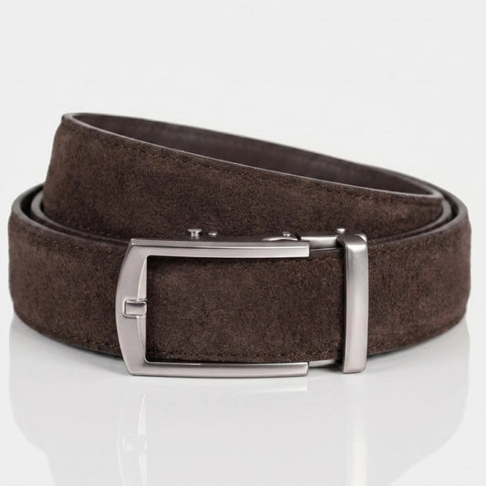 BELTBOX® Suede Coffee × Silver Matt Minimalist | 3.5 см