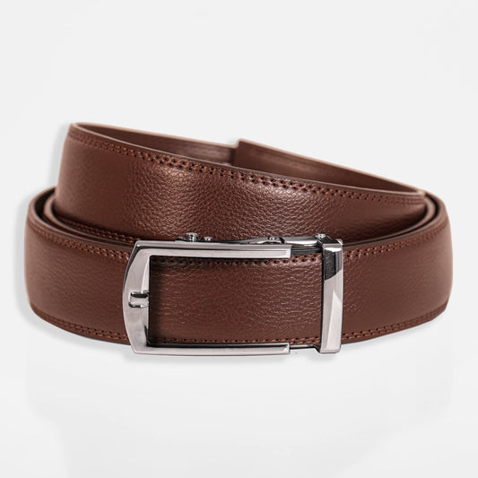 BELTBOX® Classic Brown × Silver Minimalist | 3.5 см