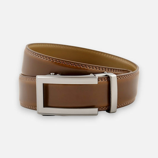 BELTBOX® Luxury Cognac × Silver Matt Traditional | 3.5 см